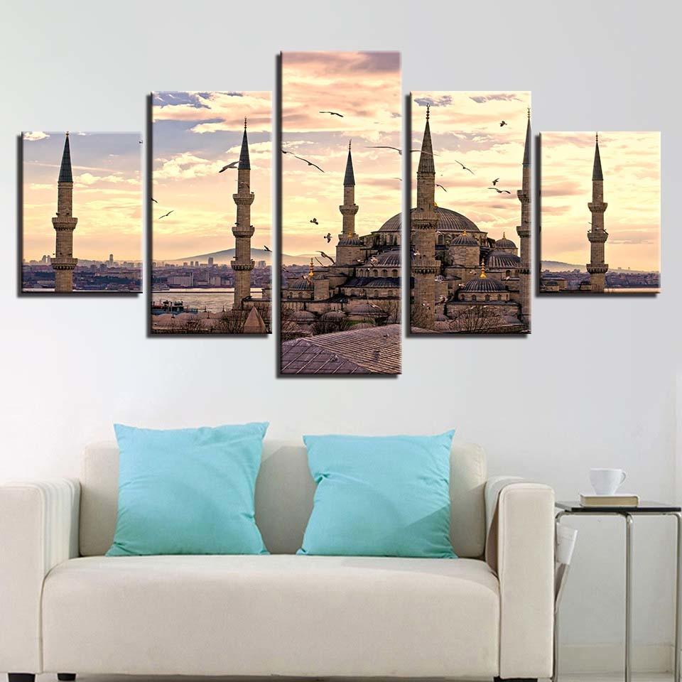 Ancient Palace At Dusk 5 Piece HD Multi Panel Canvas Wall Art Frame-Original Frame