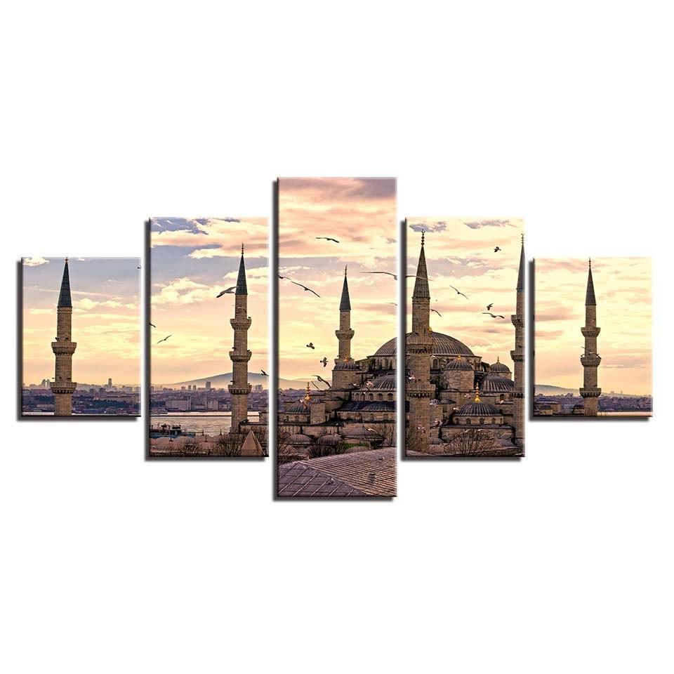 Ancient Palace At Dusk 5 Piece HD Multi Panel Canvas Wall Art Frame-Original Frame