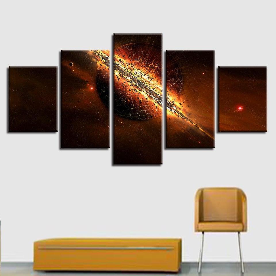 Planet Destruction 5 Piece HD Multi Panel Canvas Wall Art-Original Frame