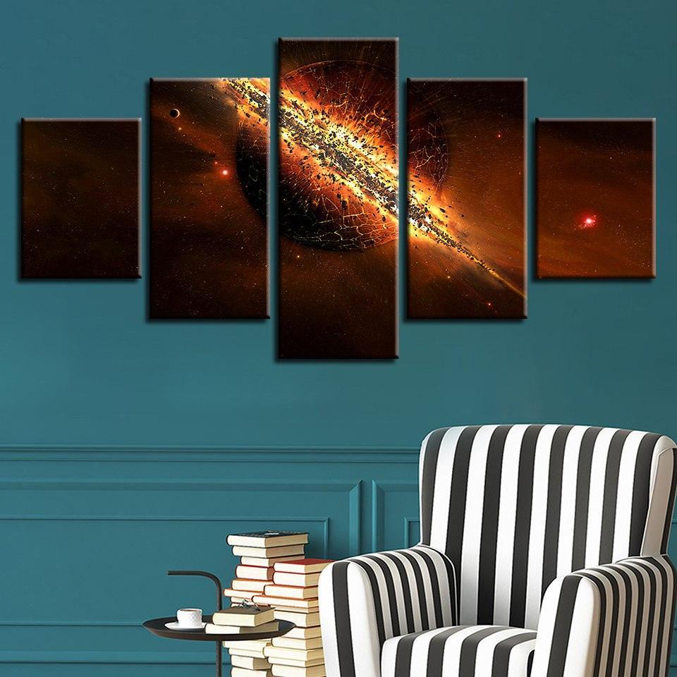 Planet Destruction 5 Piece HD Multi Panel Canvas Wall Art-Original Frame