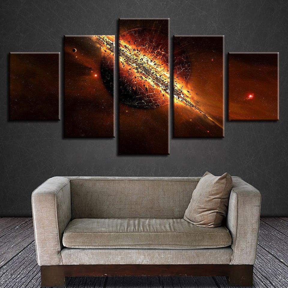 Planet Destruction 5 Piece HD Multi Panel Canvas Wall Art-Original Frame