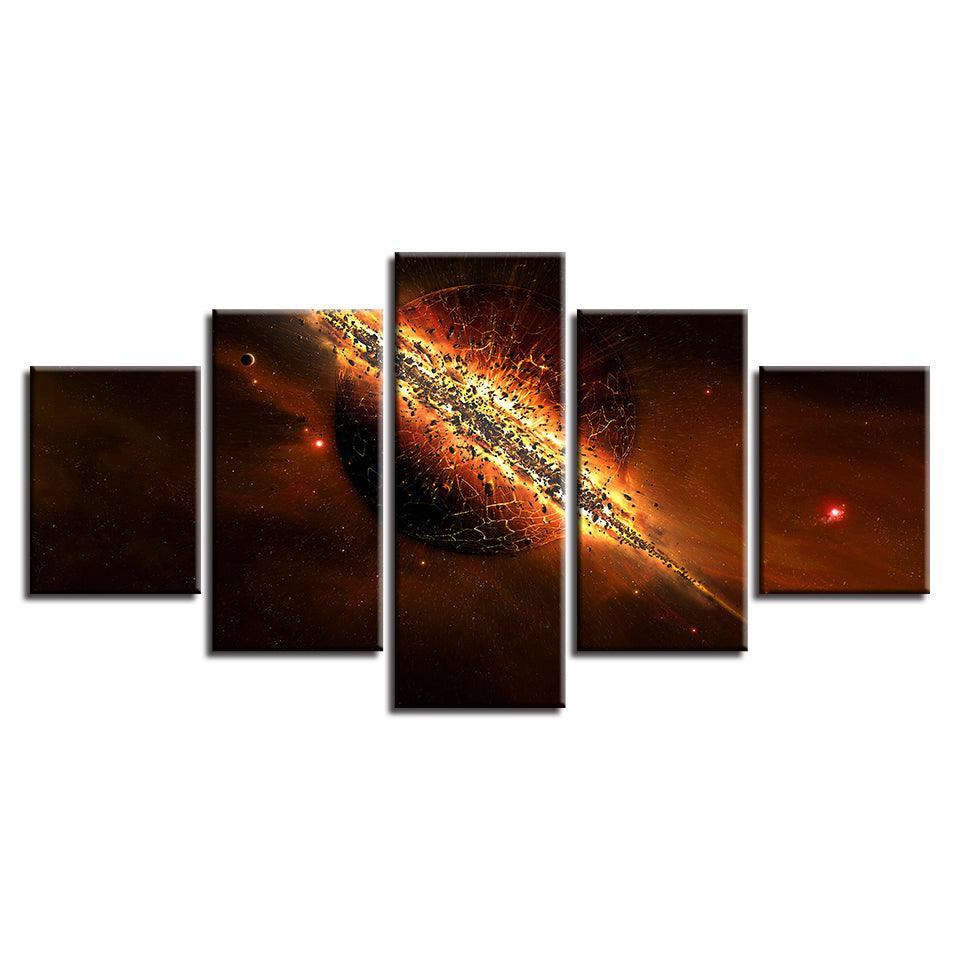 Planet Destruction 5 Piece HD Multi Panel Canvas Wall Art-Original Frame