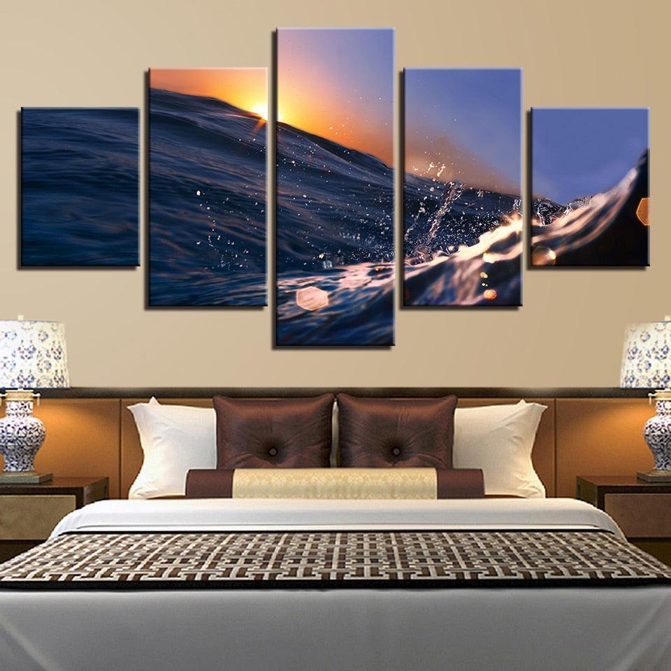 Sunrise Sunshine 5 Piece HD Multi Panel Canvas Wall Art Frame-Original Frame