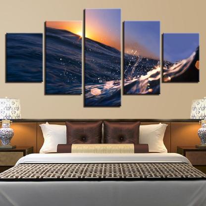 Sunrise Sunshine 5 Piece HD Multi Panel Canvas Wall Art Frame-Original Frame