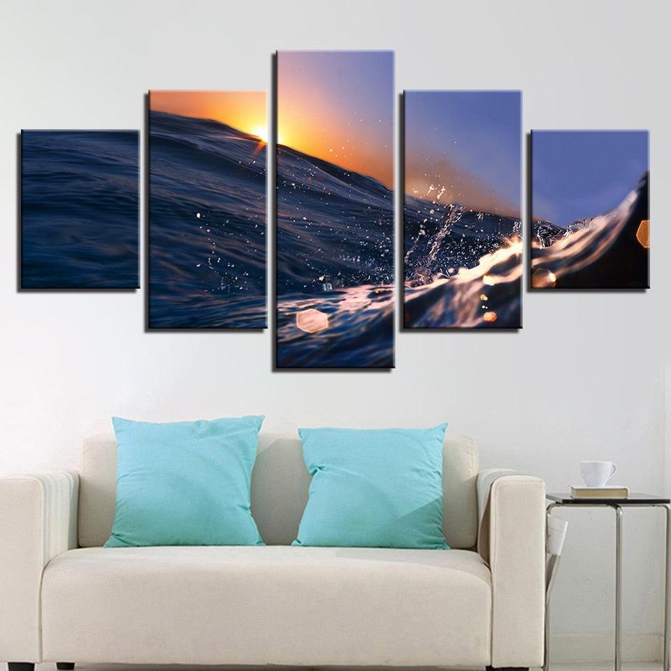 Sunrise Sunshine 5 Piece HD Multi Panel Canvas Wall Art Frame-Original Frame