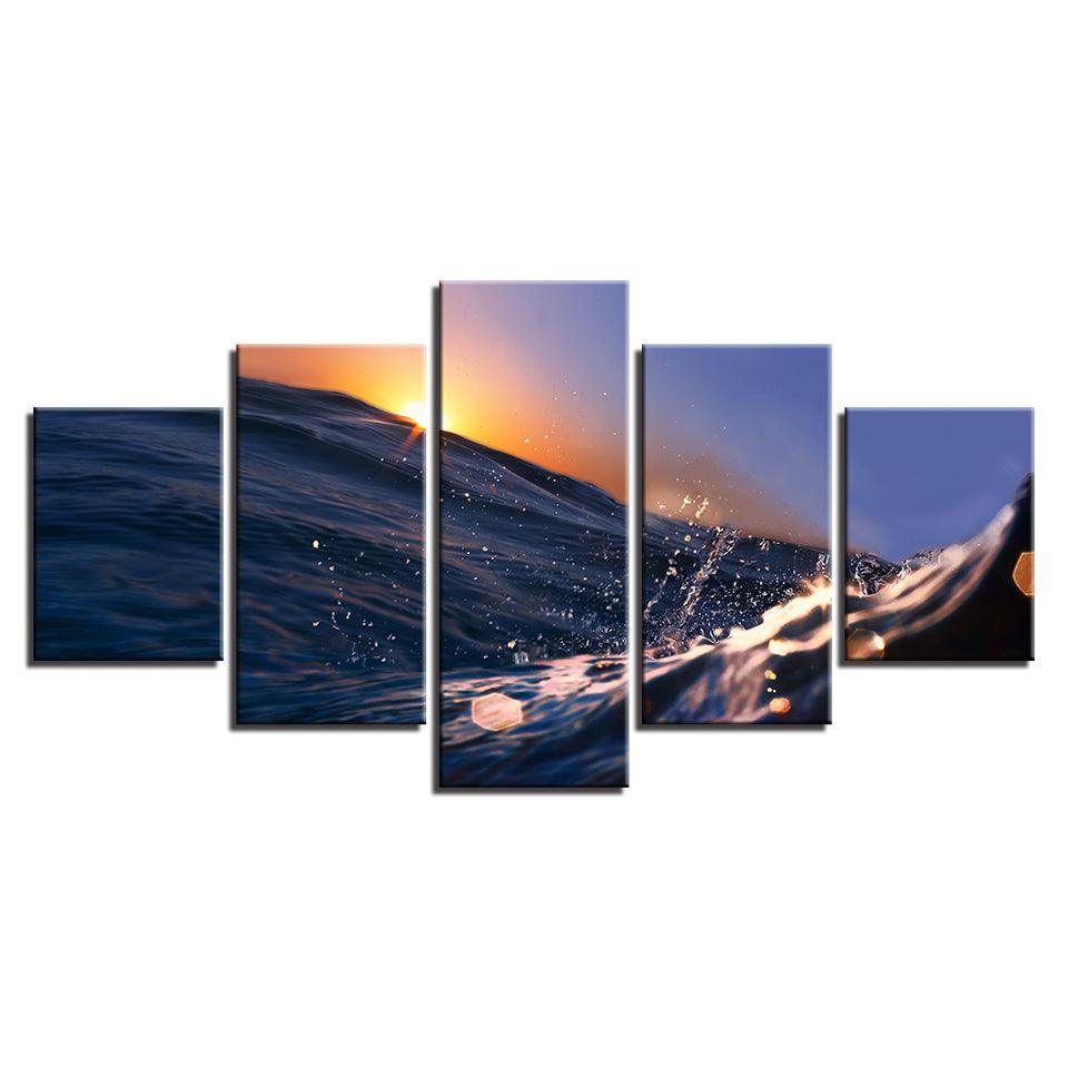 Sunrise Sunshine 5 Piece HD Multi Panel Canvas Wall Art Frame-Original Frame