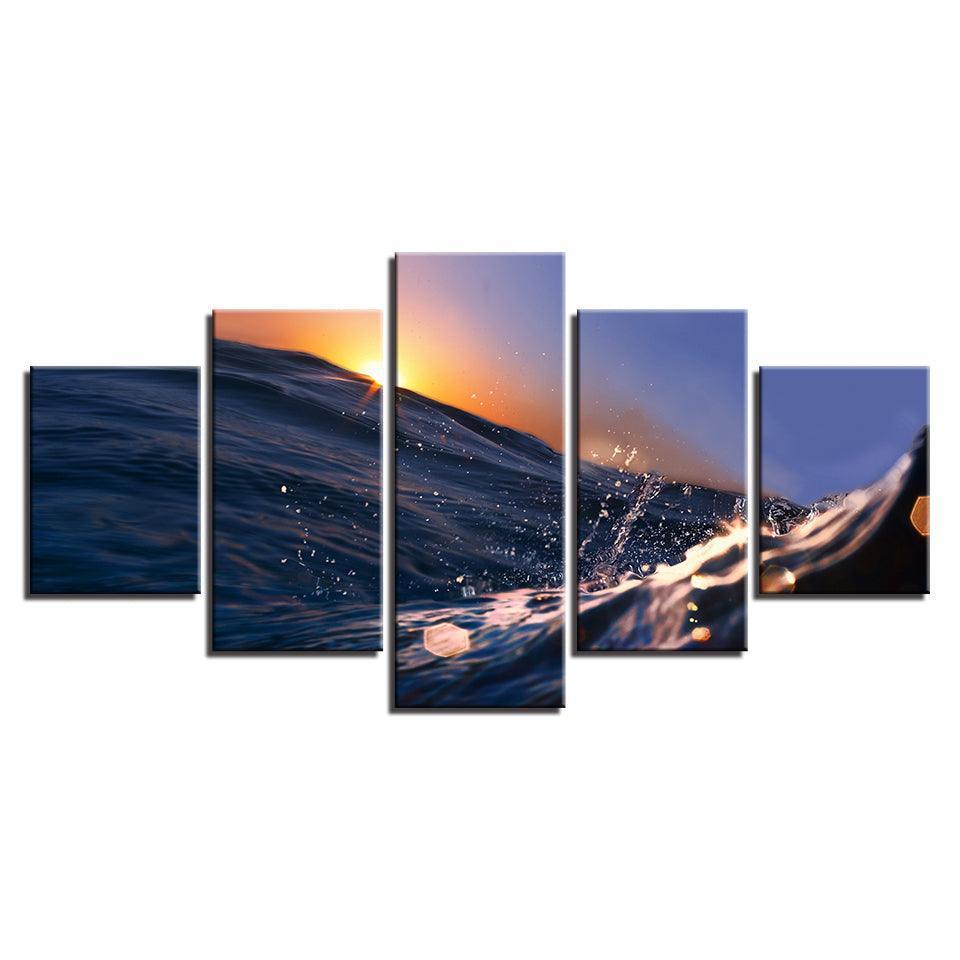 Sunrise Sunshine 5 Piece HD Multi Panel Canvas Wall Art Frame-Original Frame