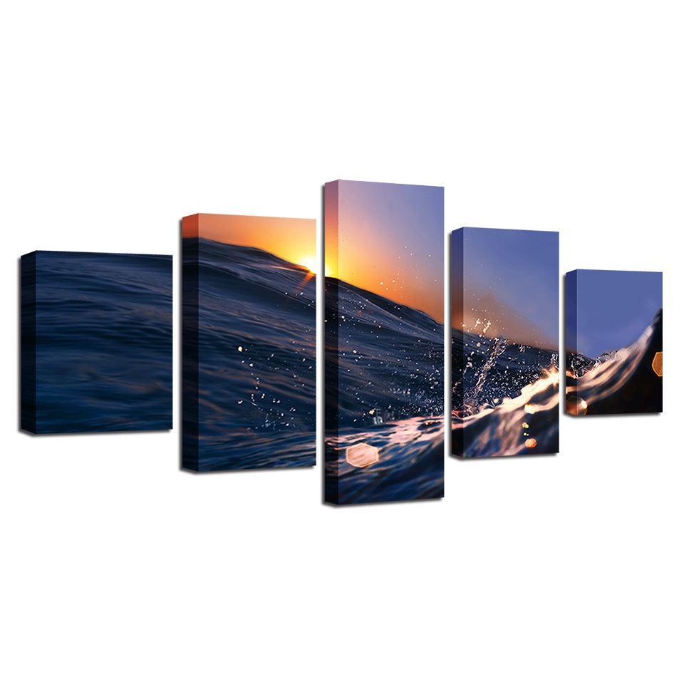 Sunrise Sunshine 5 Piece HD Multi Panel Canvas Wall Art Frame-Original Frame