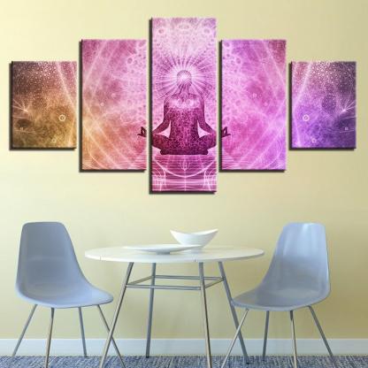 Buddha Art 5 Piece HD Multi Panel Canvas Wall Art Frame-Original Frame
