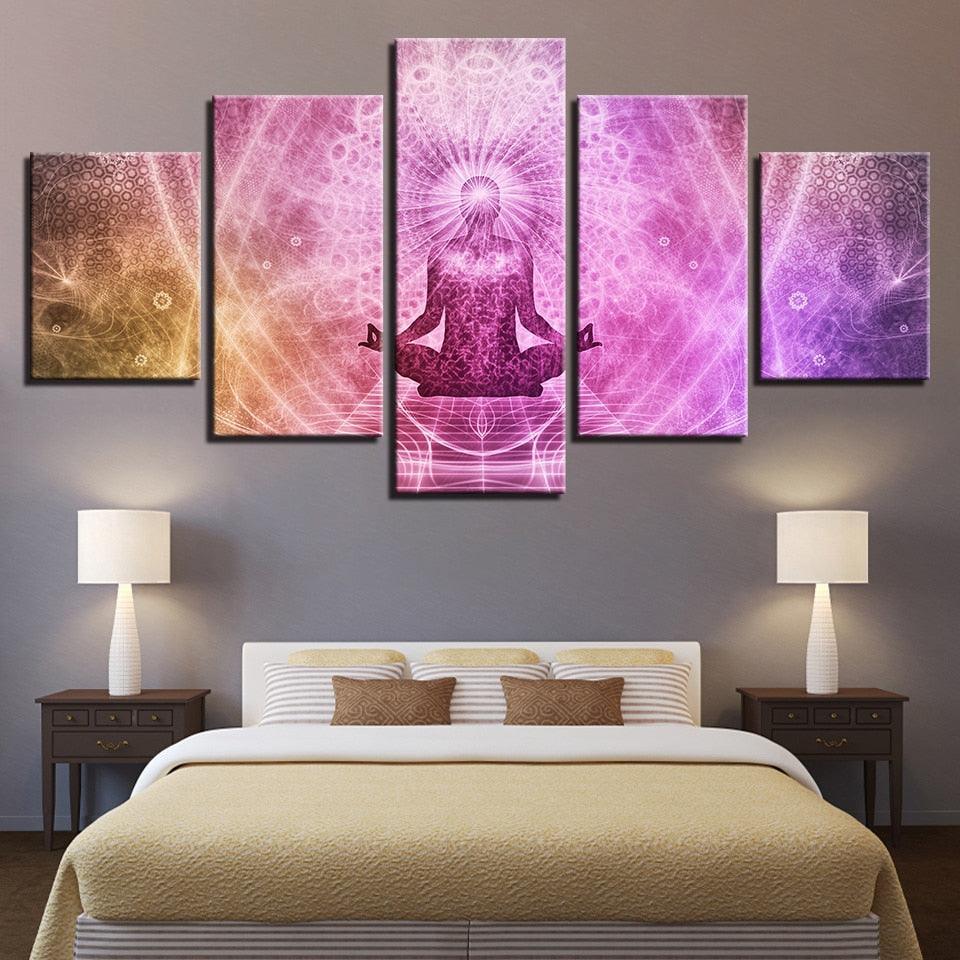 Buddha Art 5 Piece HD Multi Panel Canvas Wall Art Frame-Original Frame