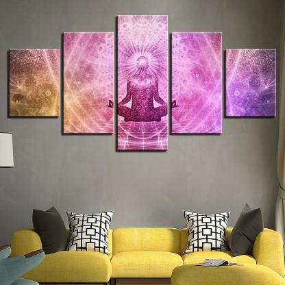Buddha Art 5 Piece HD Multi Panel Canvas Wall Art Frame-Original Frame