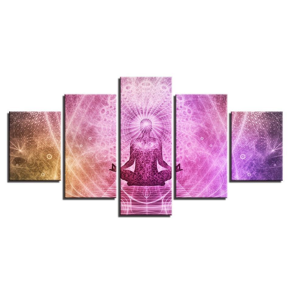 Buddha Art 5 Piece HD Multi Panel Canvas Wall Art Frame-Original Frame