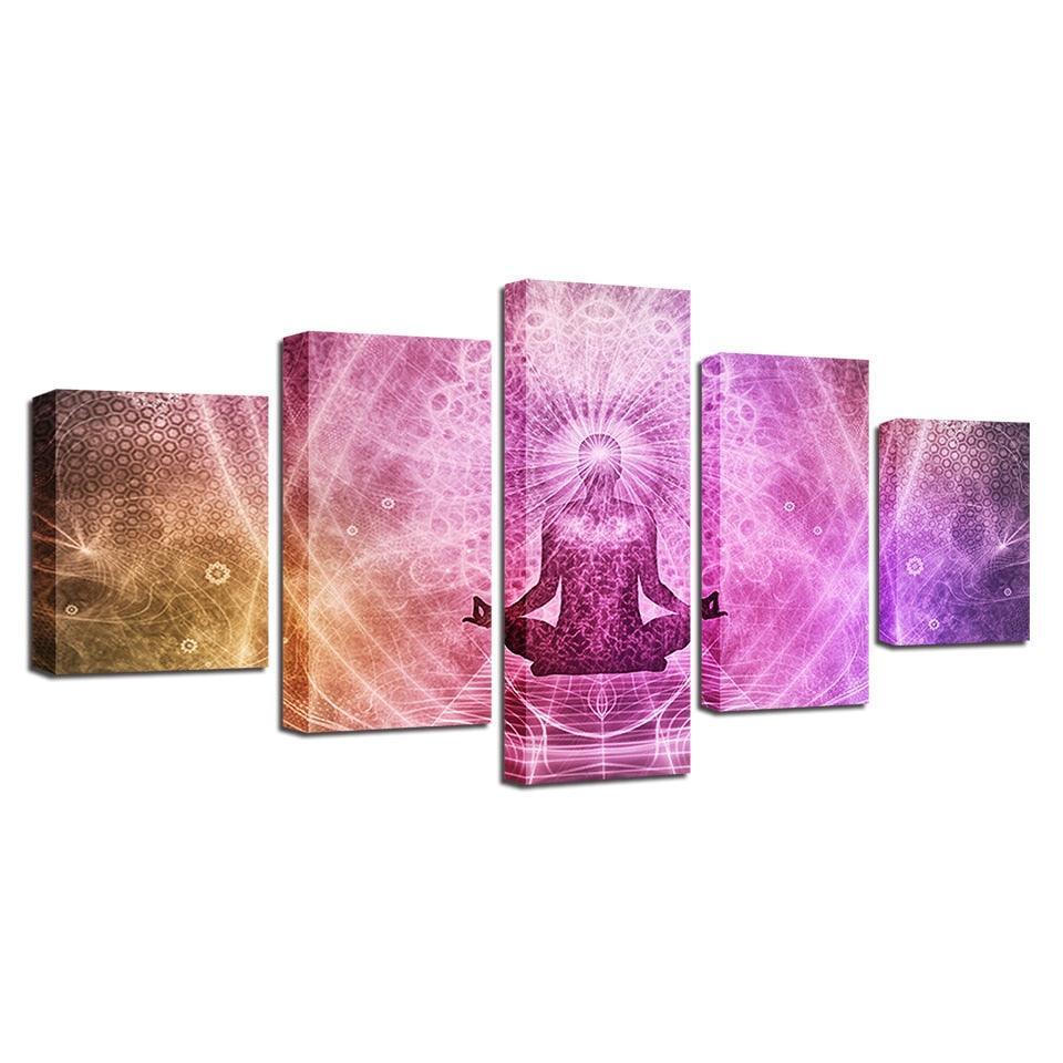 Buddha Art 5 Piece HD Multi Panel Canvas Wall Art Frame-Original Frame