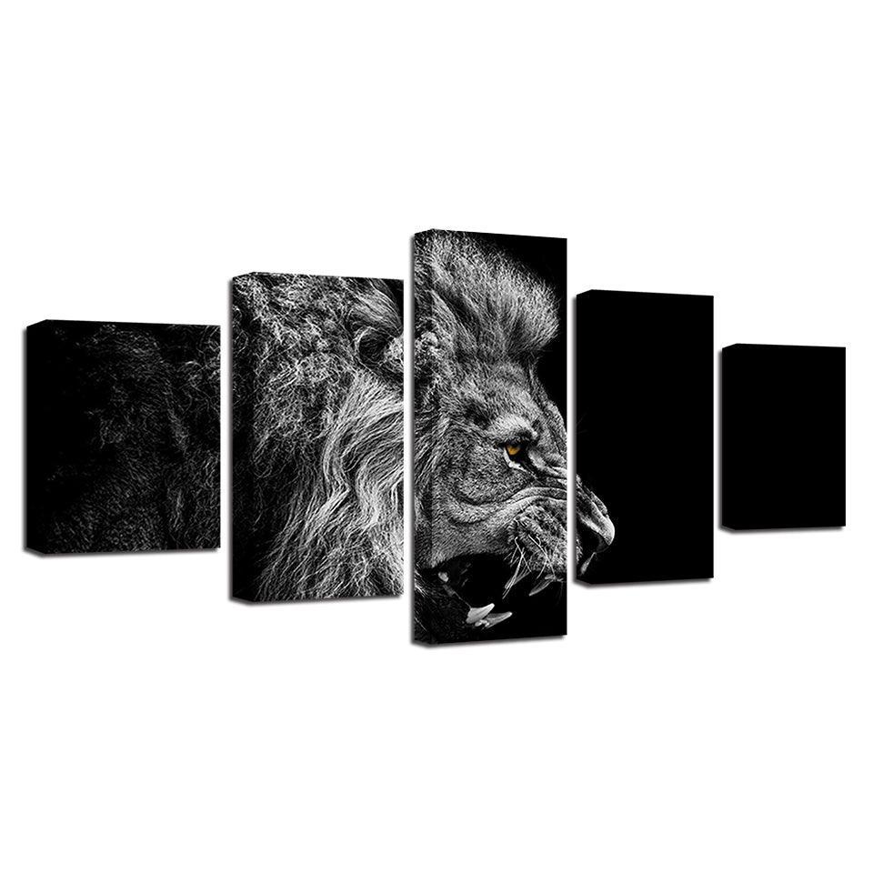 Roaring Lion 5 Piece HD Multi Panel Canvas Wall Art Frame-Original Frame
