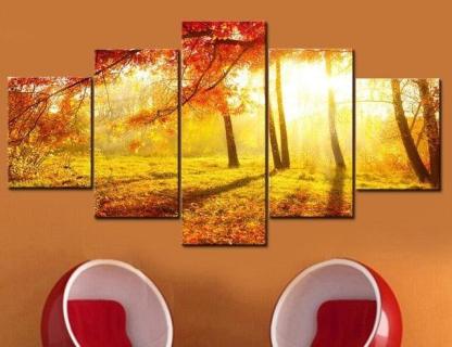 Autumn Sun 5 Piece HD Multi Panel Canvas Wall Art Frame-Original Frame