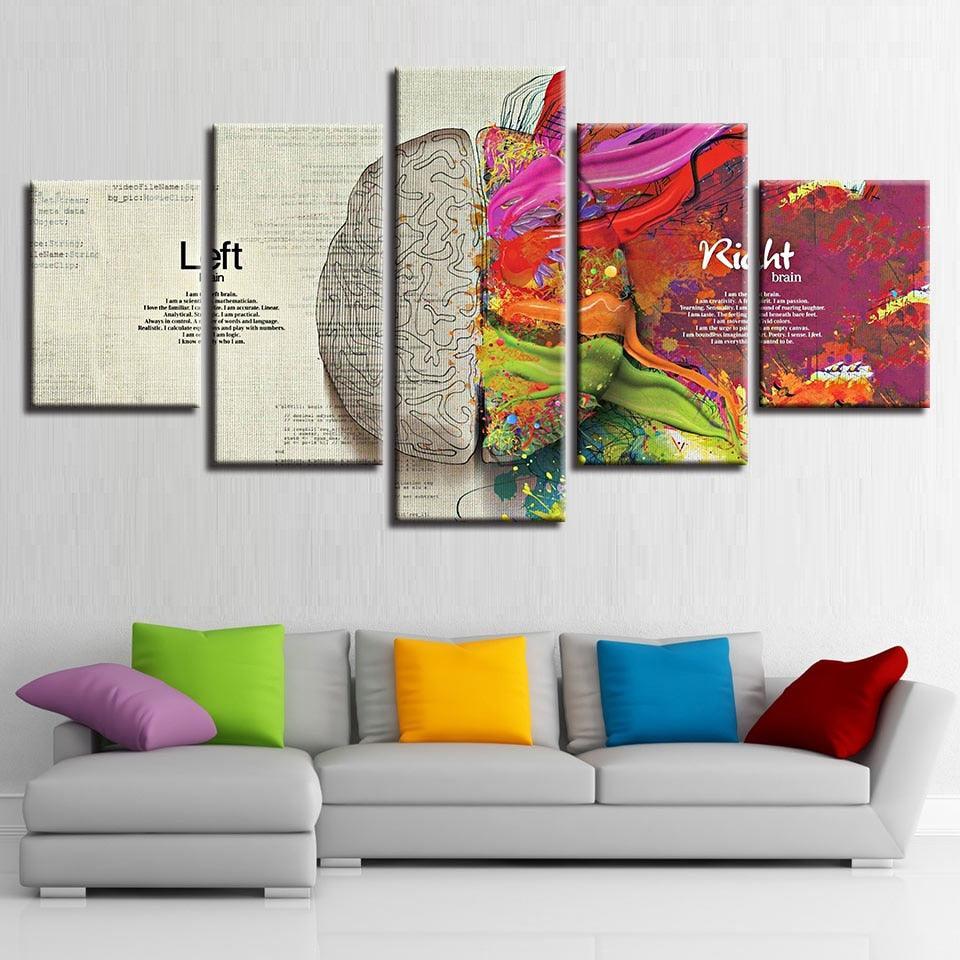 Abstract Color Partition 5 Piece HD Multi Panel Canvas Wall Art Frame-Original Frame