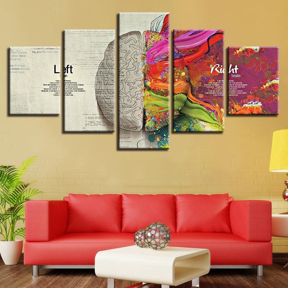 Abstract Color Partition 5 Piece HD Multi Panel Canvas Wall Art Frame-Original Frame