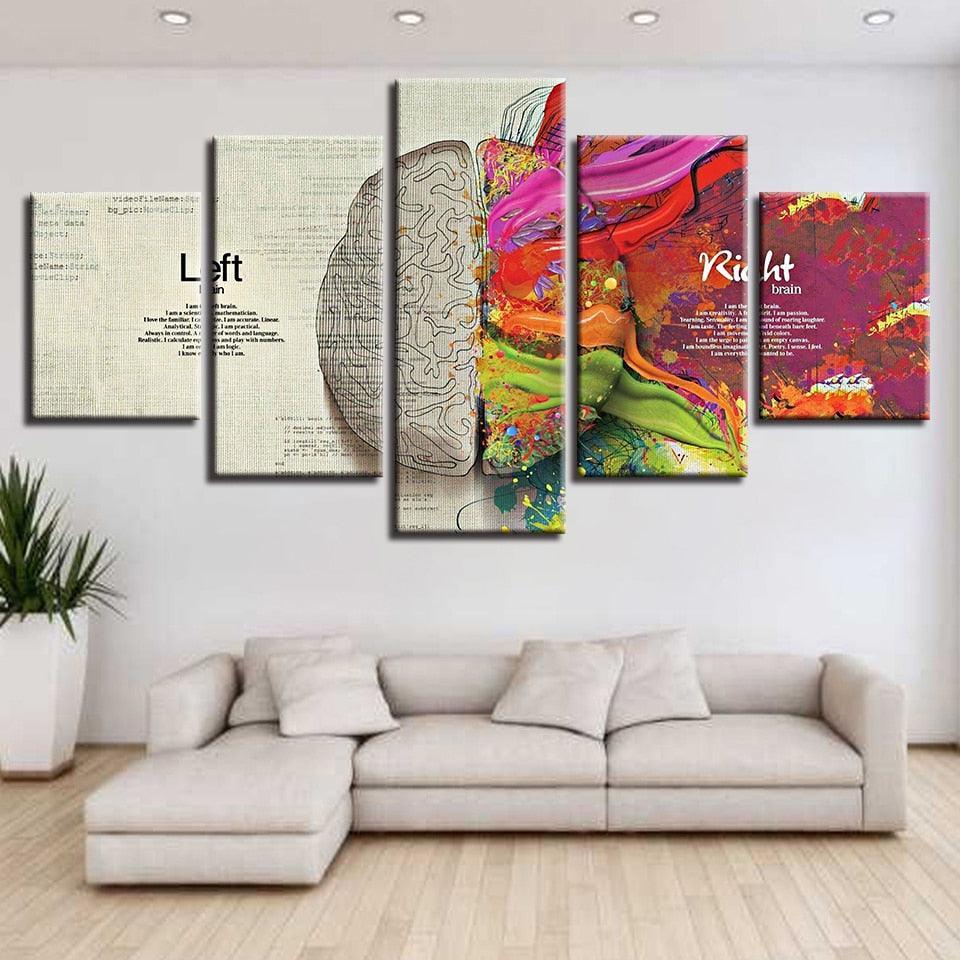 Abstract Color Partition 5 Piece HD Multi Panel Canvas Wall Art Frame-Original Frame