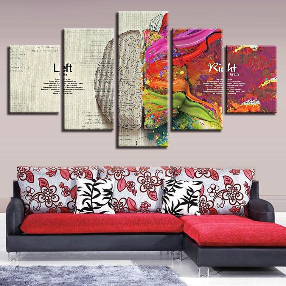 Abstract Color Partition 5 Piece HD Multi Panel Canvas Wall Art Frame-Original Frame