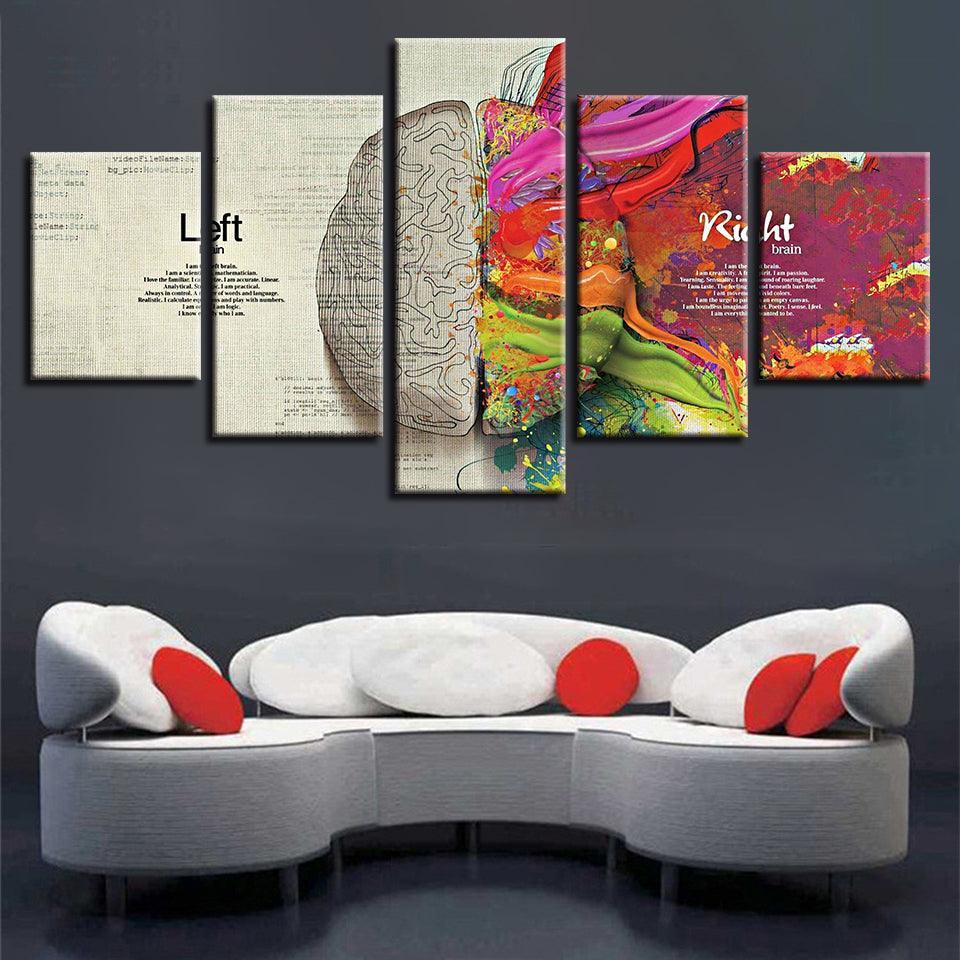 Abstract Color Partition 5 Piece HD Multi Panel Canvas Wall Art Frame-Original Frame