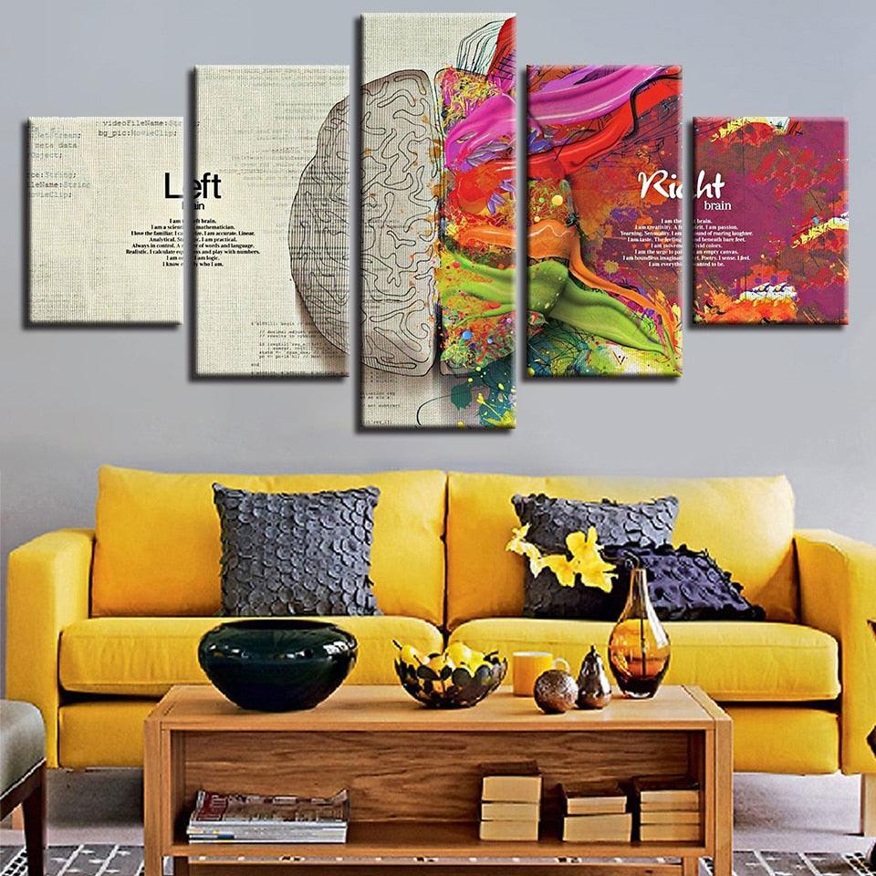 Abstract Color Partition 5 Piece HD Multi Panel Canvas Wall Art Frame-Original Frame