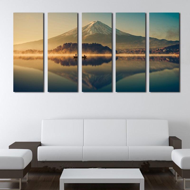 Mount Fuji 5 Piece HD Multi Panel Canvas Wall Art Frame – Original