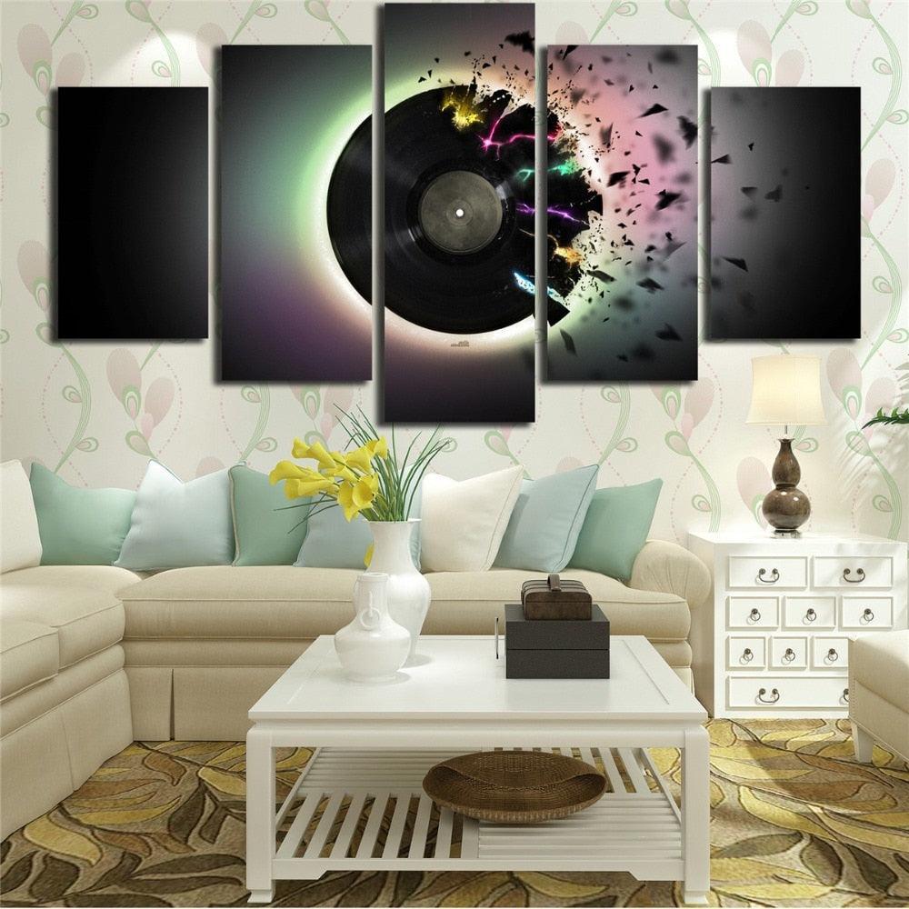 DJ Abstract 5 Piece HD Multi Panel Canvas Wall Art Frame-Original Frame