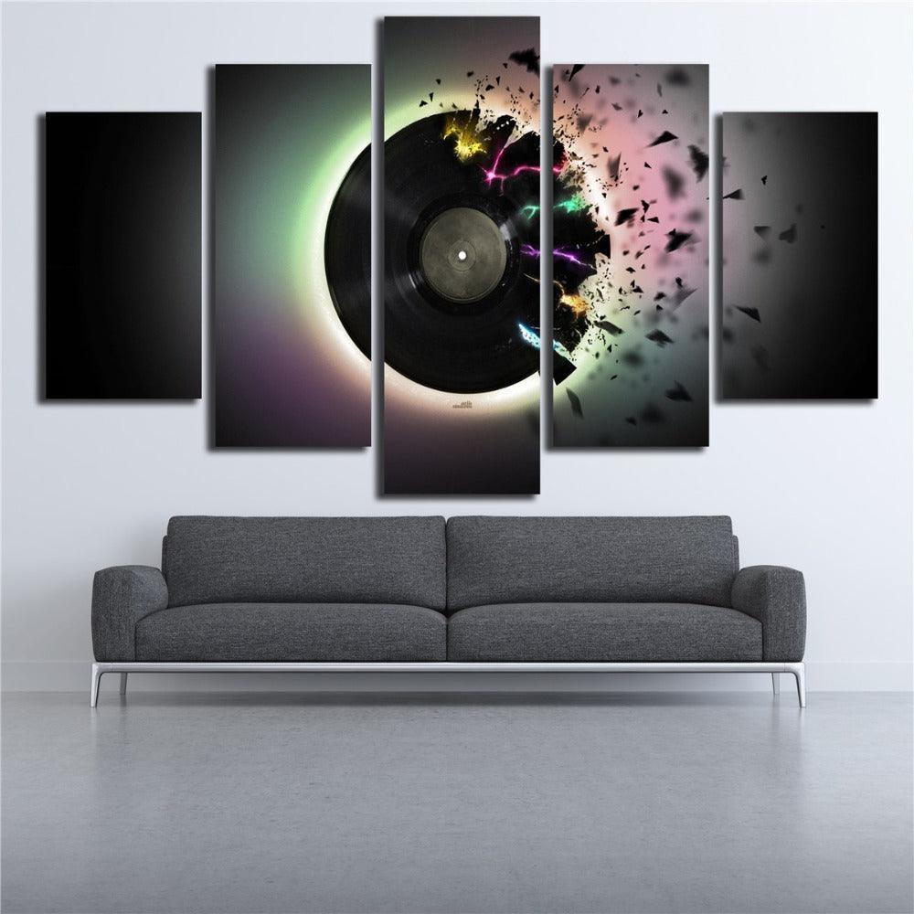 DJ Abstract 5 Piece HD Multi Panel Canvas Wall Art Frame-Original Frame