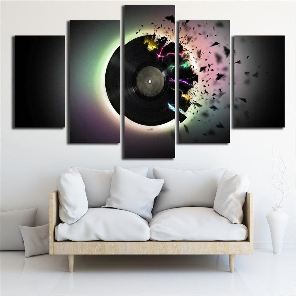 DJ Abstract 5 Piece HD Multi Panel Canvas Wall Art Frame-Original Frame