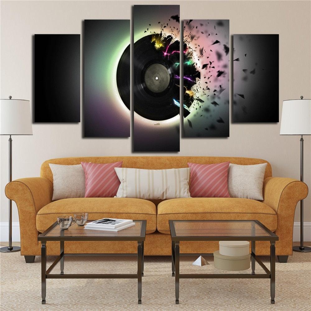 DJ Abstract 5 Piece HD Multi Panel Canvas Wall Art Frame-Original Frame