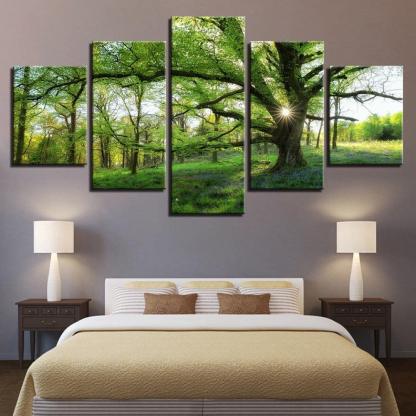 Trees Forest 5 Piece HD Multi Panel Canvas Wall Art-Original Frame