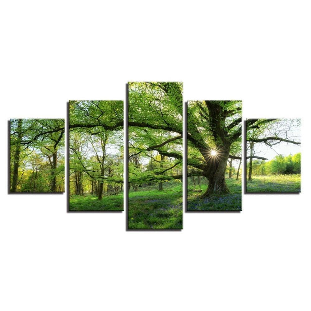 Trees Forest 5 Piece HD Multi Panel Canvas Wall Art-Original Frame