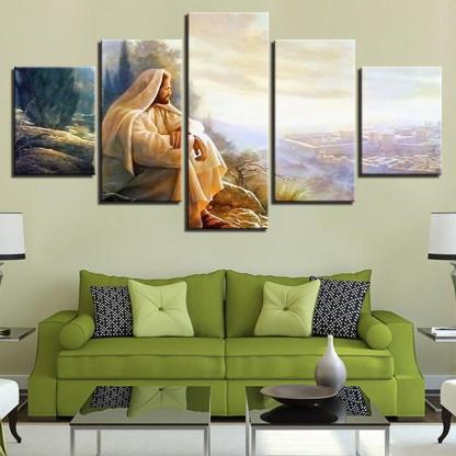 Glory To God 5 Piece HD Multi Panel Canvas Wall Art Frame-Original Frame