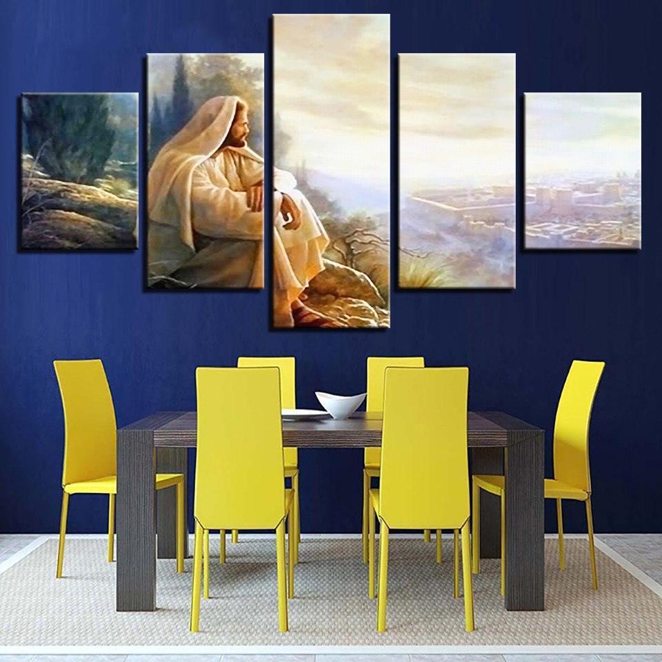 Glory To God 5 Piece HD Multi Panel Canvas Wall Art Frame-Original Frame