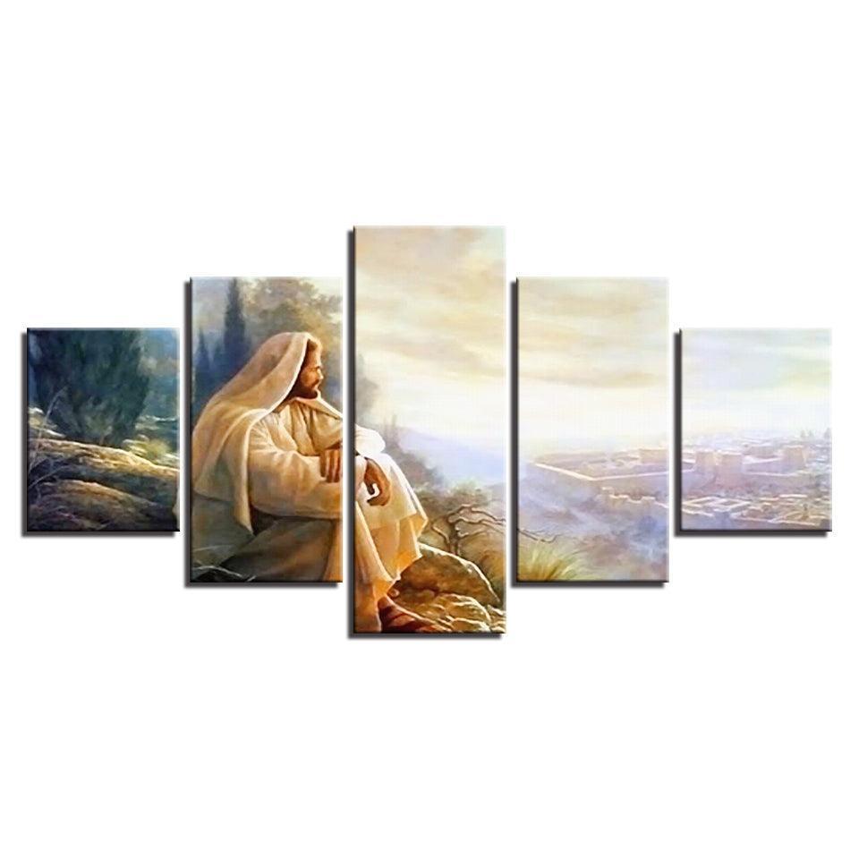 Glory To God 5 Piece HD Multi Panel Canvas Wall Art Frame-Original Frame