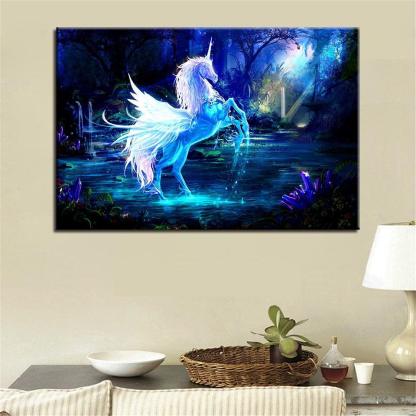 Unicorn Horse 1 Piece HD Multi Panel Canvas Wall Art Frame-Original Frame