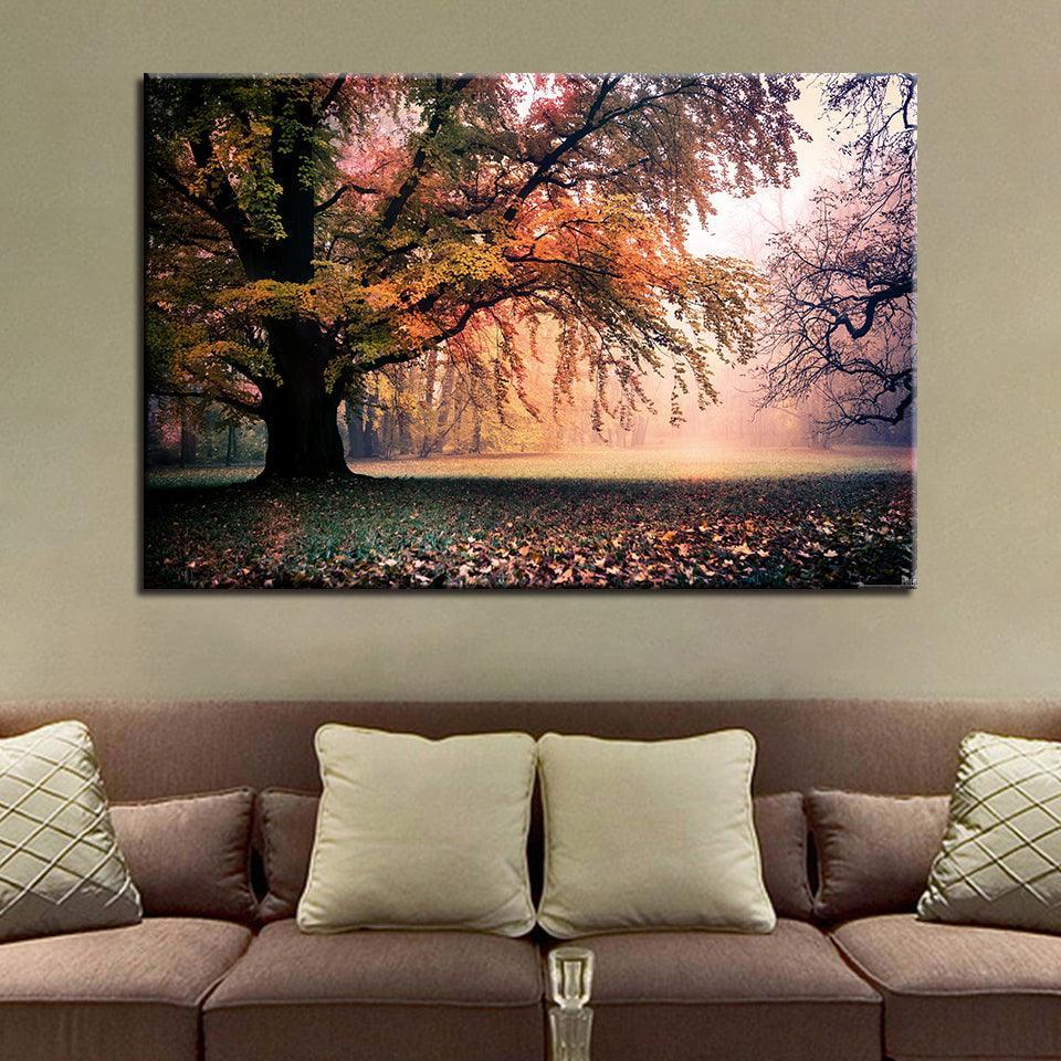 Home Decor Posters 1 Piece Fall Great Trees Landscape Canvas Paintings Wall Art Framework-Original Frame