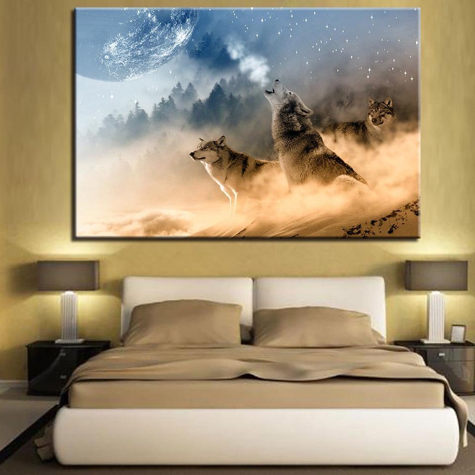 Wolves In Cloud 1 Piece HD Multi Panel Canvas Wall Art Frame-Original Frame