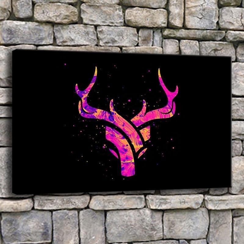 Artistic Deer Horns 1 Piece HD Multi Panel Canvas Wall Art Frame-Original Frame