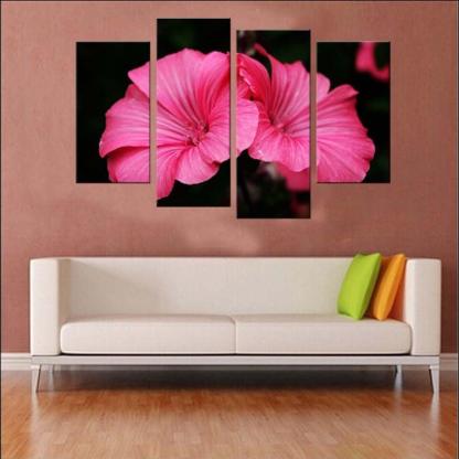 Flowers 4 Piece HD Multi Panel Canvas Wall Art Frame-Original Frame