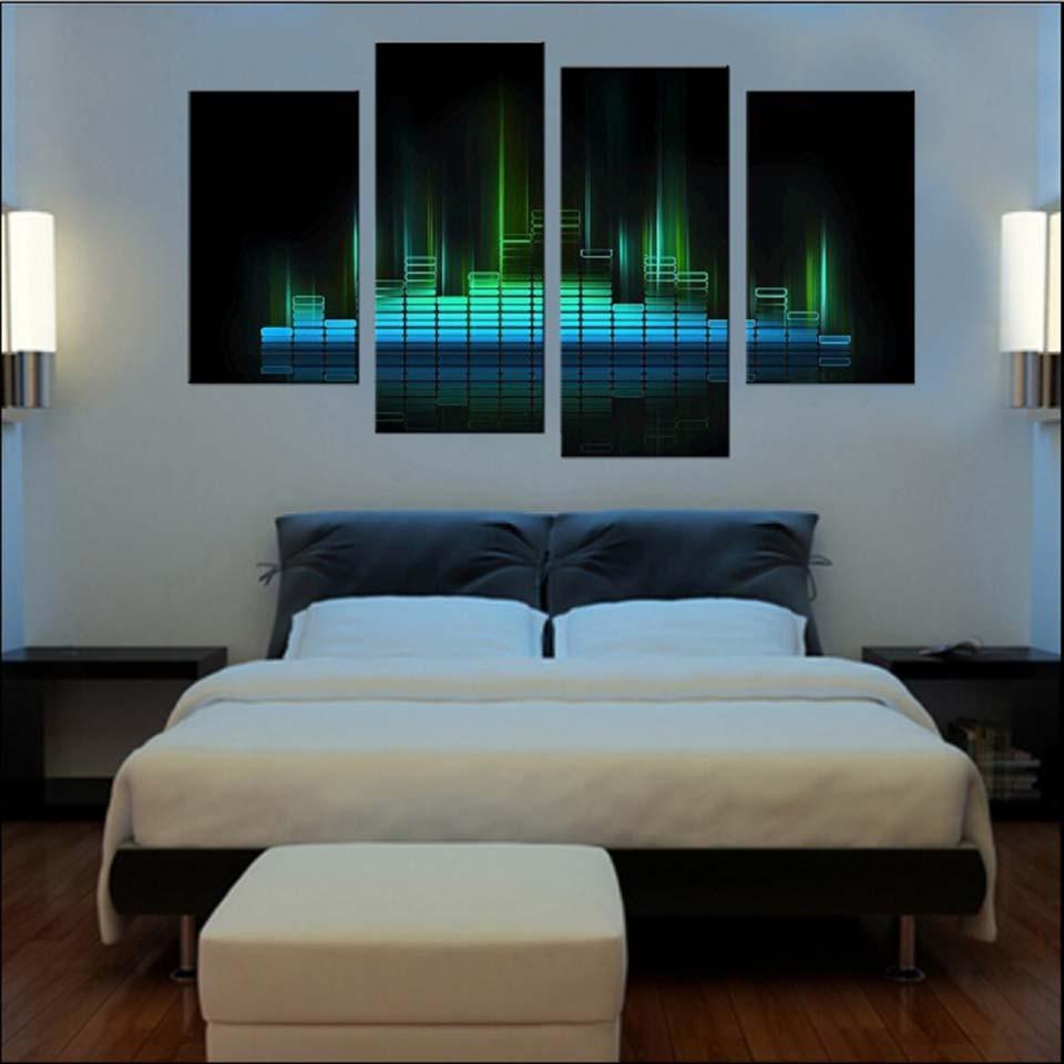 Music Lights 4 Piece HD Multi Panel Canvas Wall Art Frame-Original Frame