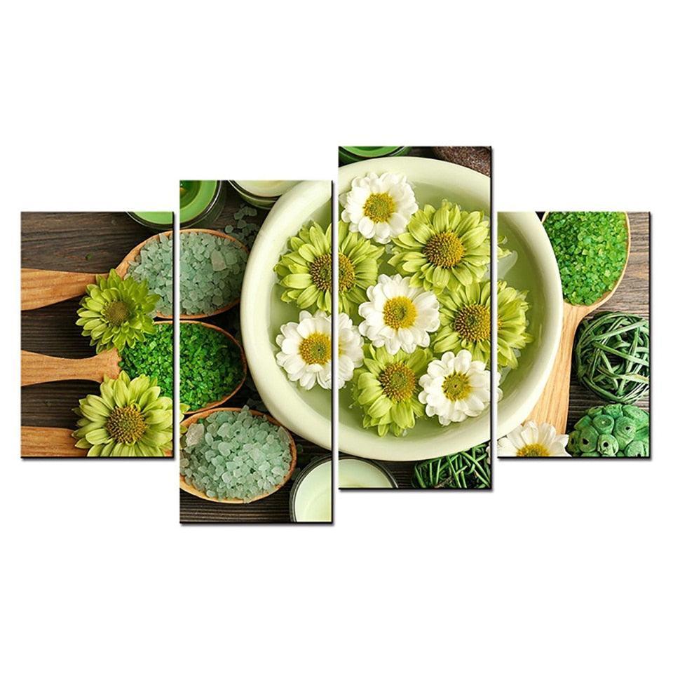 Flower Art 4 Piece HD Multi Panel Canvas Wall Art Frame-Original Frame