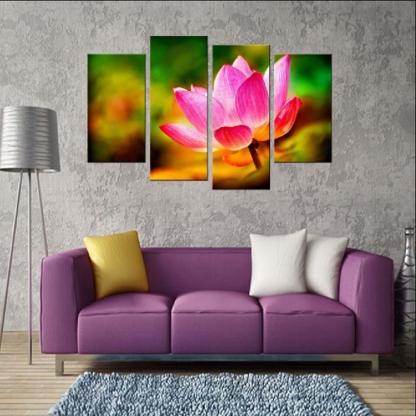 Bright Lotus 4 Piece HD Multi Panel Canvas Wall Art Frame-Original Frame