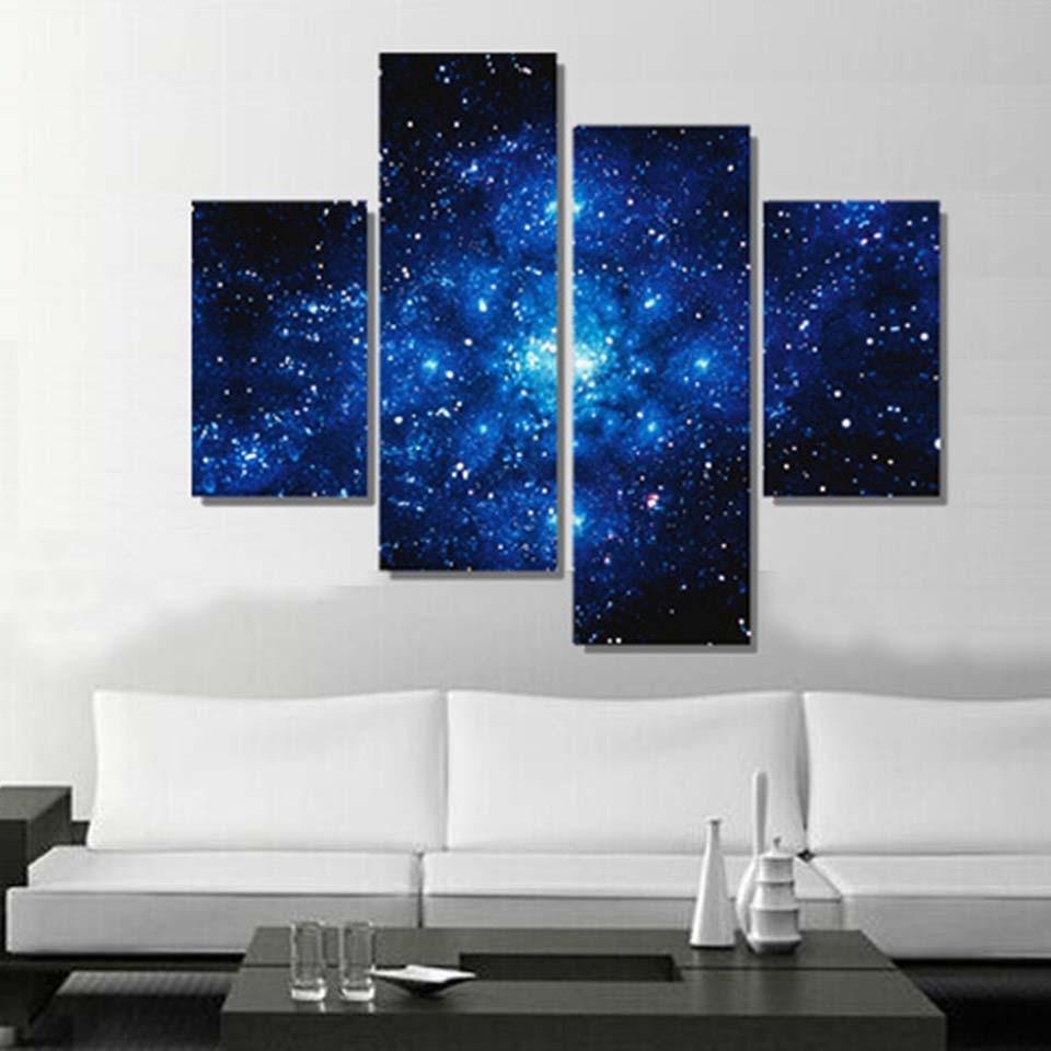 Stars All Over The Sky 4 Piece HD Multi Panel Canvas Wall Art Frame-Original Frame