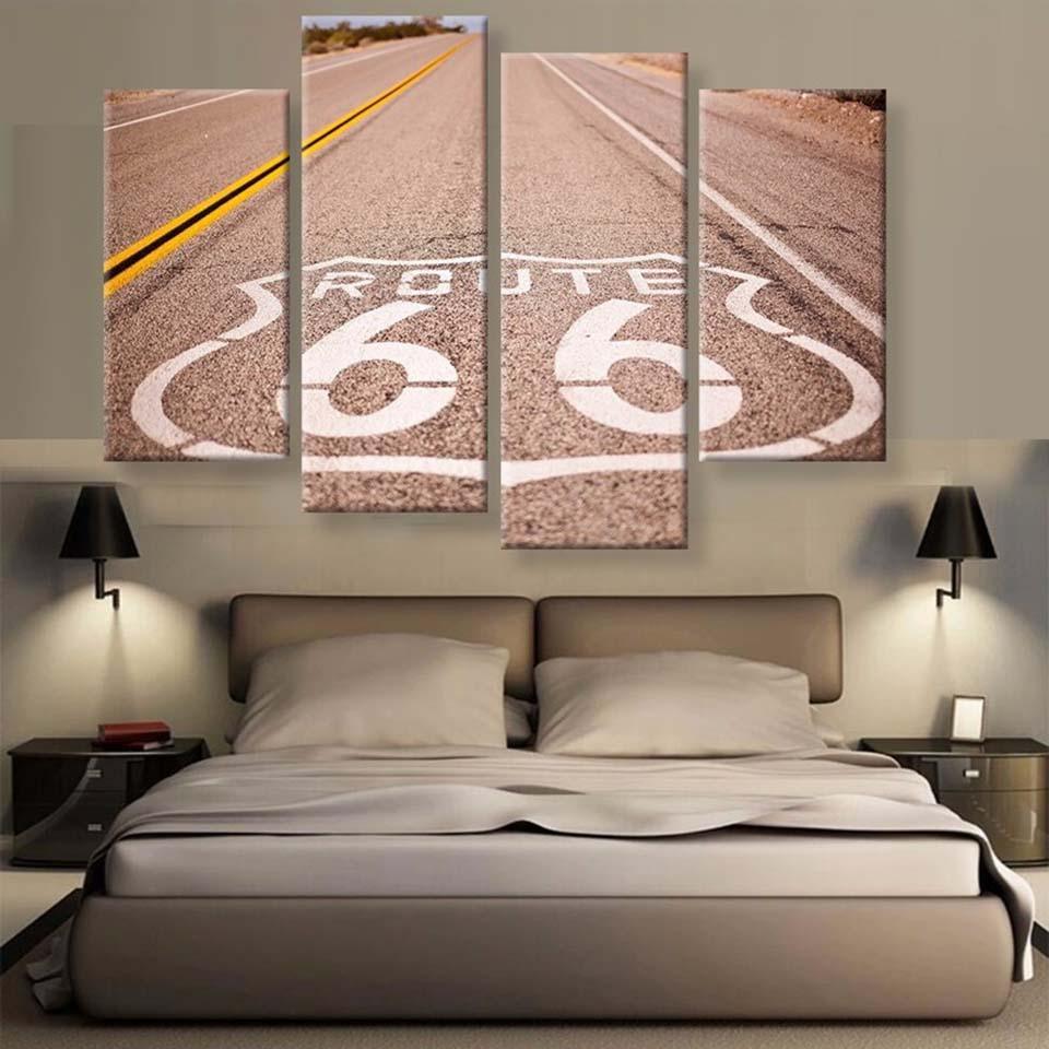 Route 66 4 Piece HD Multi Panel Canvas Wall Art Frame-Original Frame