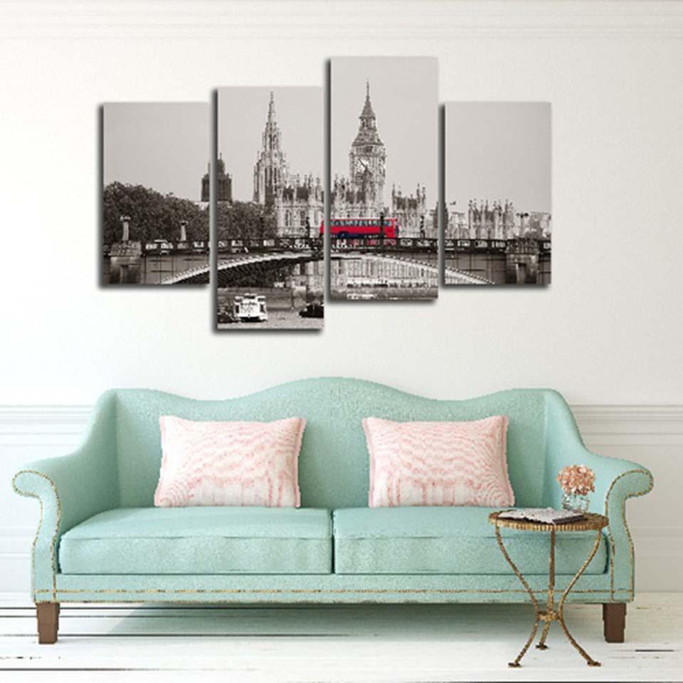 Fashion Scenery 4 Piece HD Multi Panel Canvas Wall Art Frame-Original Frame