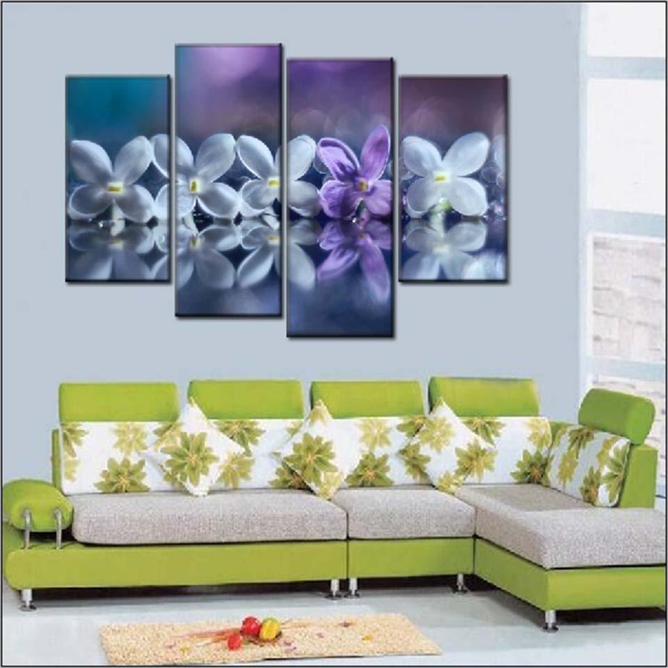 Lavender Floral Quartet Wall Art-Original Frame