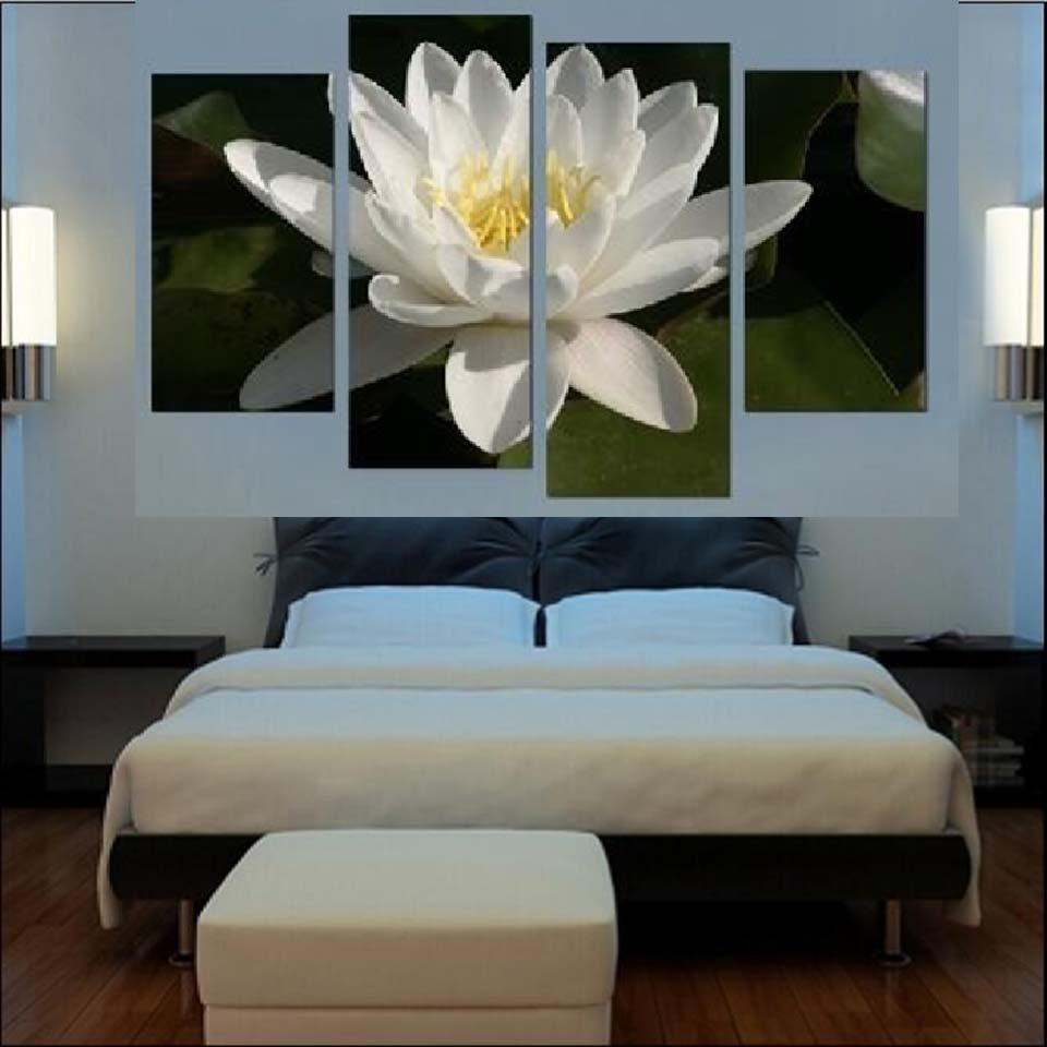 Blossoming Water Lily Multi-Panel Canvas Art Frame-Original Frame