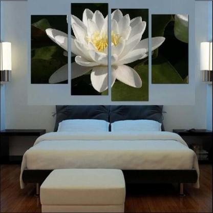 Blossoming Water Lily Multi-Panel Canvas Art Frame-Original Frame