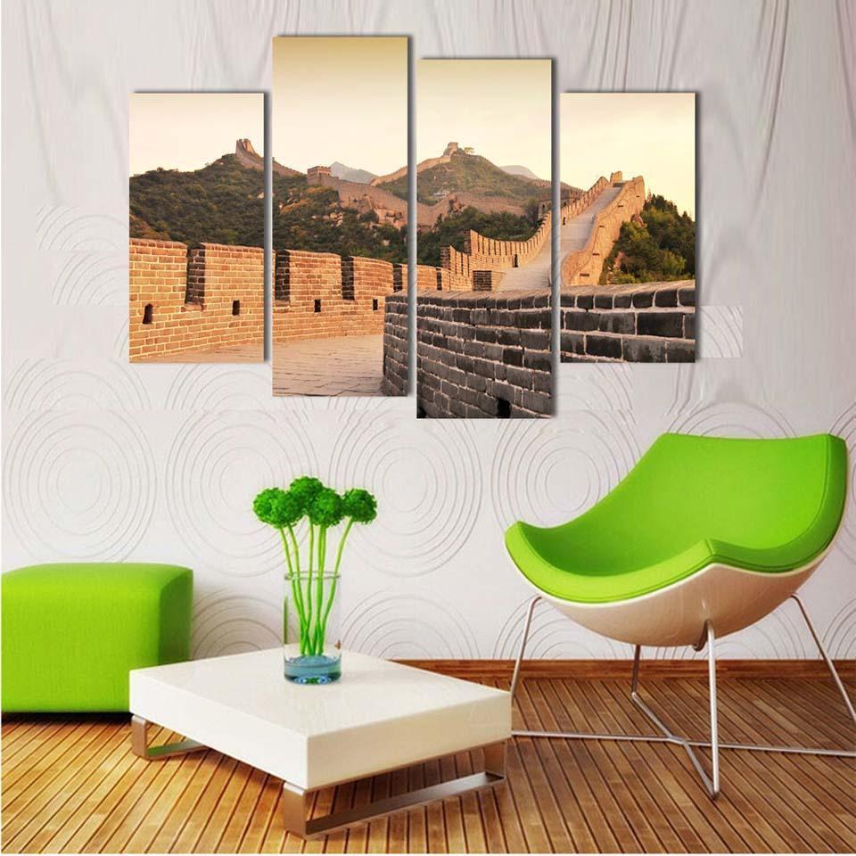 Great Wall Of China 4 Piece HD Multi Panel Canvas Wall Art Frame-Original Frame